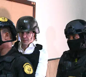 A bird sitting on a nest of eggs.