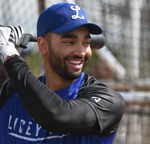 A bird sitting on a nest of eggs.